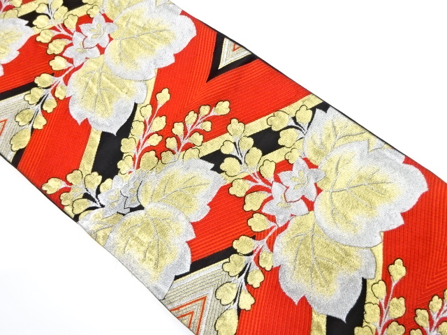 JAPANESE KIMONO / ANTIQUE FUKURO OBI / WOVEN RHOMBUS